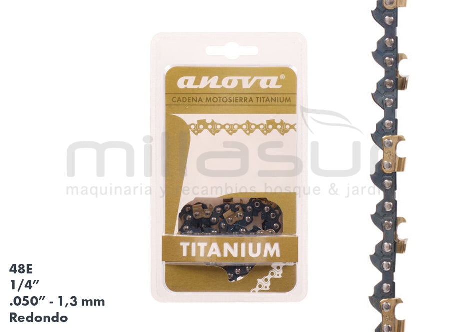 Chaîne de tronçonneuse ANOVA Titanium 33-CT25 – 1/4 / .050 / ronde