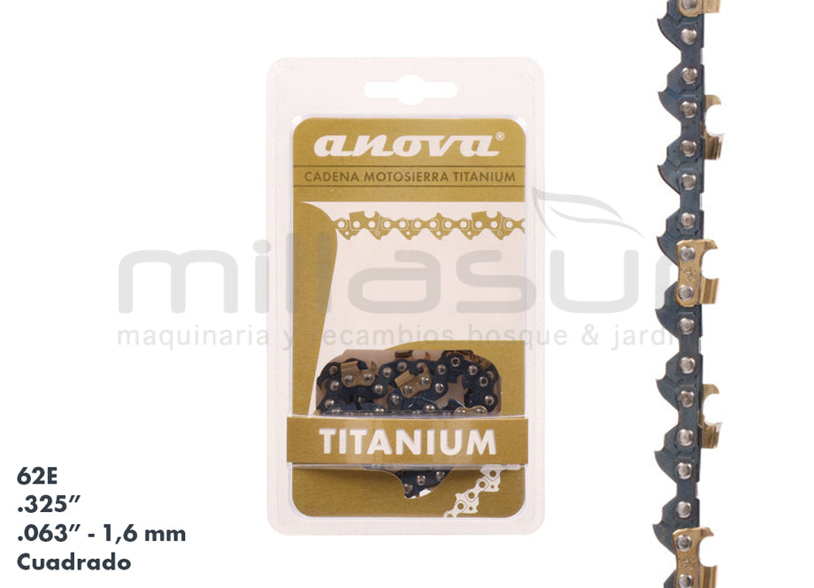 Chaîne de tronçonneuse ANOVA Titanium 33-CTG6C – .325 / .063 / carrée