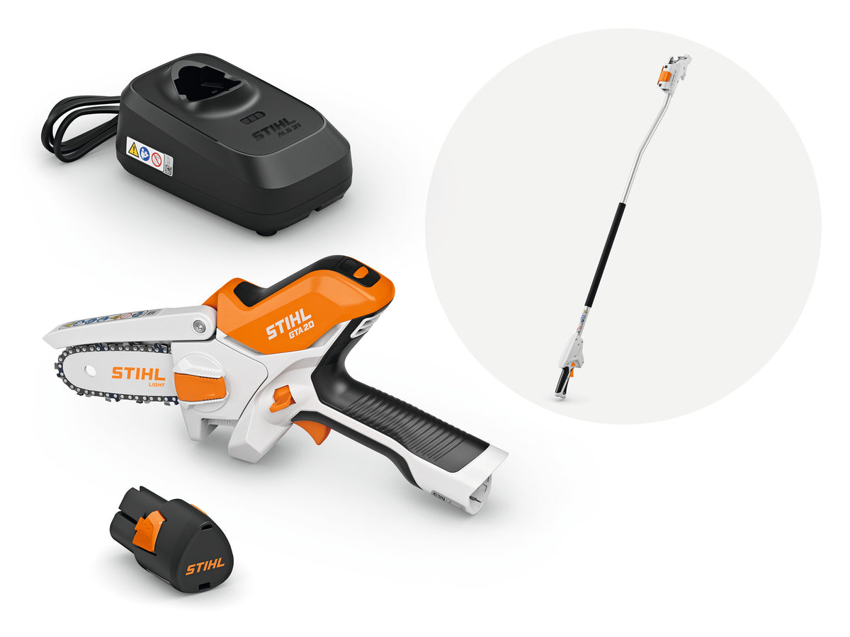 Scie de jardin STIHL GTA 20 avec batterie, chargeur et rallonge
